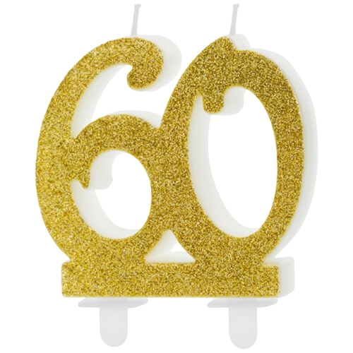 Kerze-Gold-Glitter-Zahl-60-Kerze-zum-Geburtstag-Jubilaeum-Tischdekoration