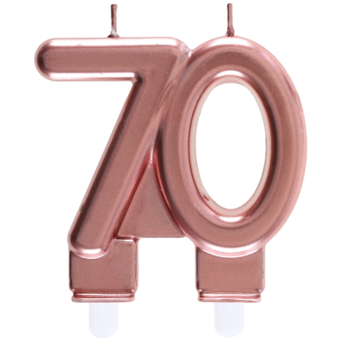 Kerze-Rosegold-Metallic-Zahl-70-Kerze-zum-70.-Geburtstag-Jubilaeum-Tischdekoration