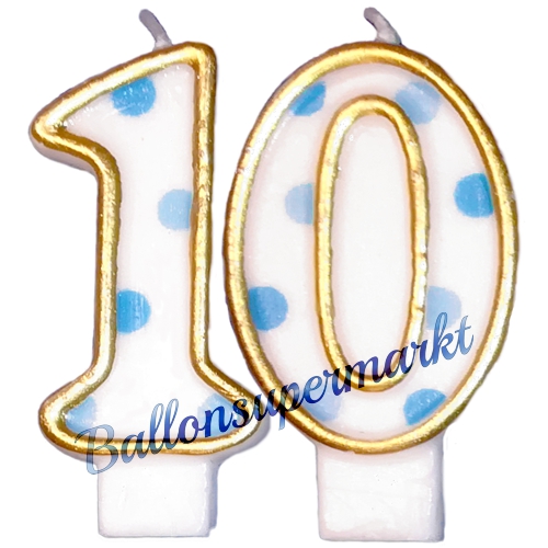 Kerzen-Dots-Blau-Zahl-10-Kerze-zum-10.-Geburtstag-Jubilaeum-Tischdekoration