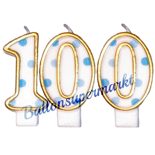 Kerzen-Dots-Blau-Zahl-100-Kerze-zum-100.-Geburtstag-Jubilaeum-Tischdekoration