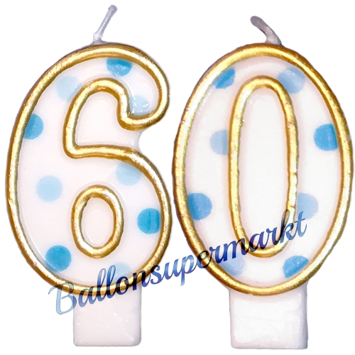 Kerzen-Dots-Blau-Zahl-60-Kerze-zum-60.-Geburtstag-Jubilaeum-Tischdekoration