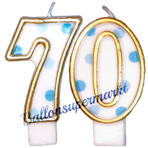 Kerzen-Dots-Blau-Zahl-70-Kerze-zum-70.-Geburtstag-Jubilaeum-Tischdekoration