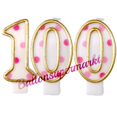 Kerzen-Dots-Rosa-Zahl-100-Kerze-zum-100.-Geburtstag-Jubilaeum-Tischdekoration