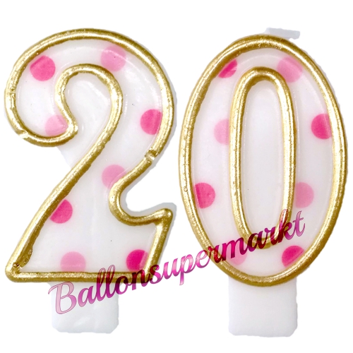 Kerzen-Dots-Rosa-Zahl-20-Kerze-zum-20.-Geburtstag-Jubilaeum-Tischdekoration