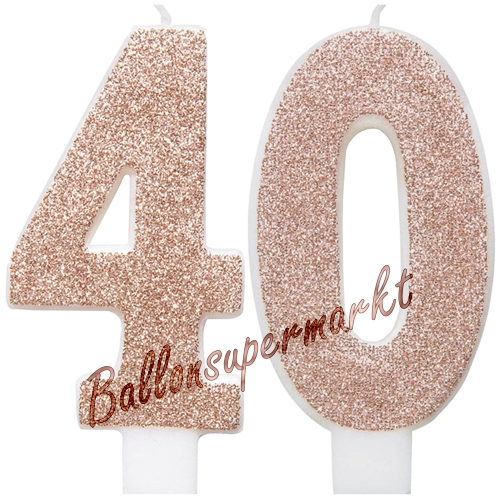 Kerzen-Rosegold-Glitter-Zahl-40-Kerze-zum-40.-Geburtstag-Jubilaeum-Tischdekoration