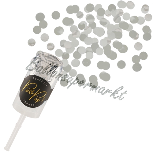 Konfetti-Push-Pop-silber-Dekoration-Hochzeit-Silberhochzeit-Konfettikanone-Partydeko