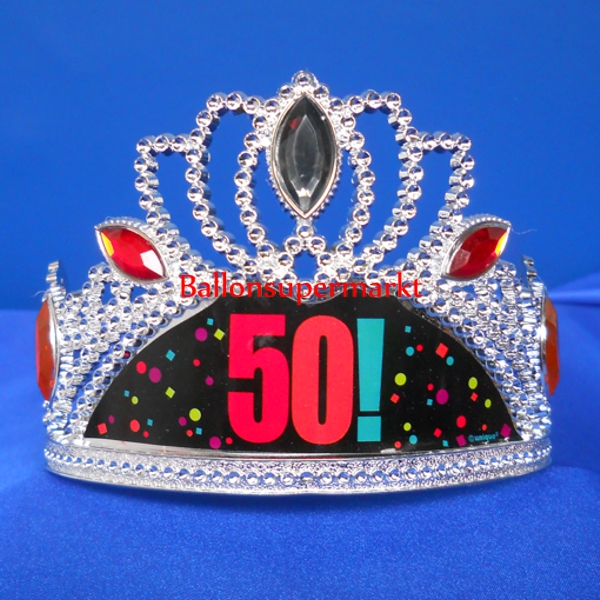 Krone-50-zum-50-Geburtstag-Dekoration-Diadem-Geburtstagsparty-Fest-Feier