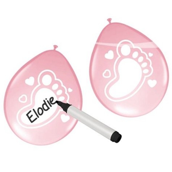Latexballons-Babyfuesschen-rosa-zum-Beschriften-Geburt-Babyparty-Girl-Maedchen