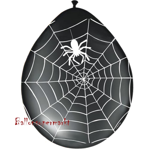 Latexballons-Halloween-Spinnen-im-Netz-schwarz-Dekoration-zur-Halloweenparty