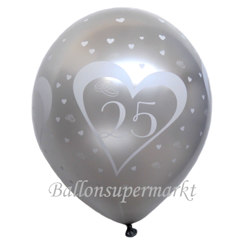 Latexballons-Zahl-25-silberner-Luftballon-Silberhochzeit-Dekoration-Jubilaeum
