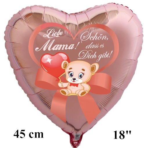 Herzluftballon aus Folie zum Muttertag in Detailansicht