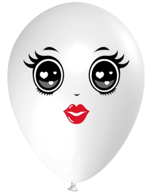 Luftballon-Gesicht-Frau-schwarze-Augen-weiss-1-Stueck-Latexballon-Dekoration