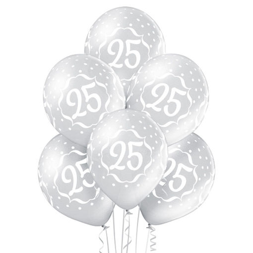 Silberner Luftballon mit der Zahl 25 zur Silberhochzeit
