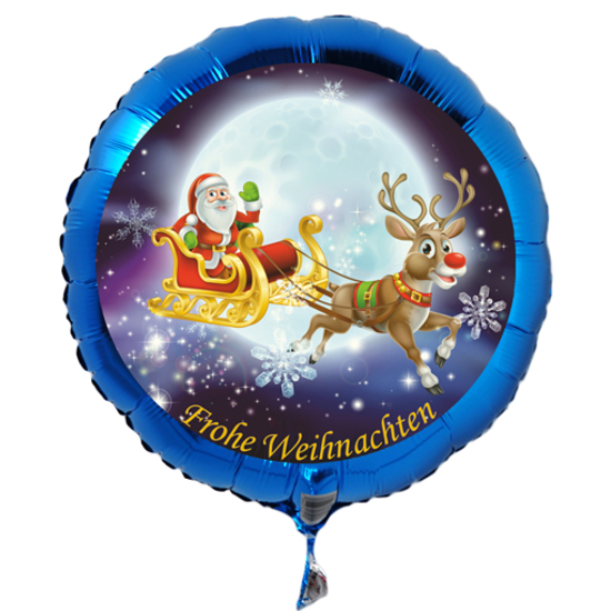 Luftballon Weihnachtsmann auf Schlitten mit Ballongas
