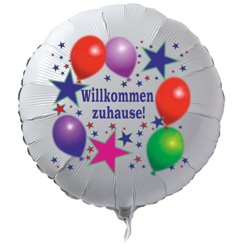 Willkommen zuhause! Luftballon mit Ballongas Helium, Ballongrüße! Balloons and Stars