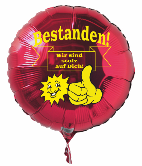 Bestanden! Wir sind stolz auf dich! Luftballon mit Ballongas Helium, Ballongrüße! Sag es mit Ballons!
