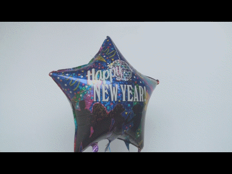 Luftballon zu Silvester, Partydekoration, Ballon mit Helium-Ballongas, Happy New Year, Star