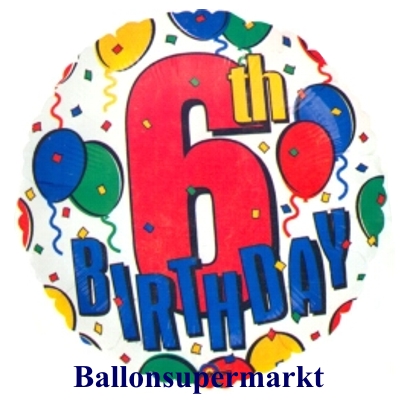 Ballonsupermarkt-Onlineshop.de - 6th Birthday Luftballon zum 6