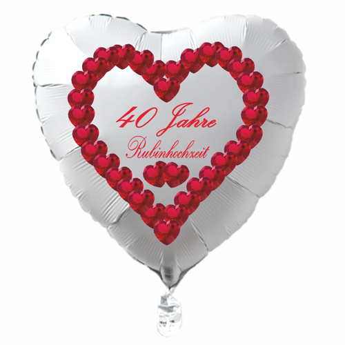 Luftballon-zur-Rubinhochzeit-Herzballon-weiss-40-Jahre-mit-Ballongas-Helium