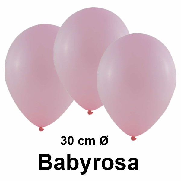 Luftballons aus Natur-Latex, 30 cm, Babyrosa, gute Qualität