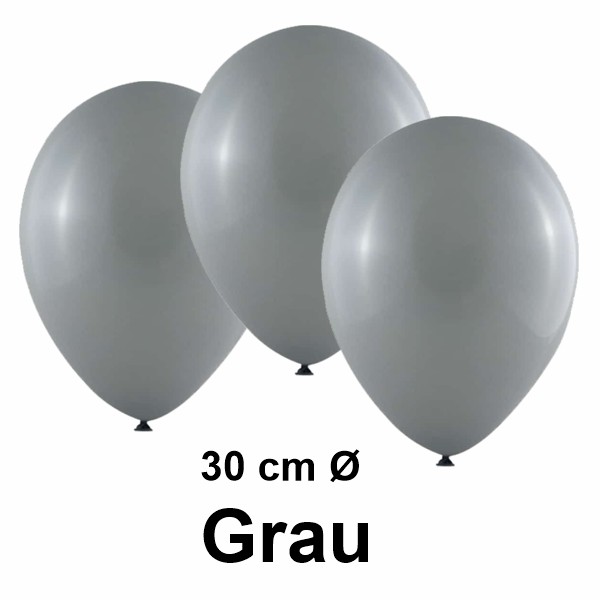Luftballons aus Natur-Latex, 30 cm, Grau, gute Qualität