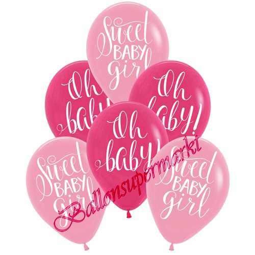 Luftballons-Baby-Girl-Floral-6-Stueck-Latexballons-zu-Geburt-Taufe-Babyparty