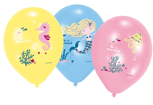 Luftballons-Be-a-Mermaid-6-Stueck-Latexballons-Meerjungfrau-Partydekoration-Kindergeburtstag