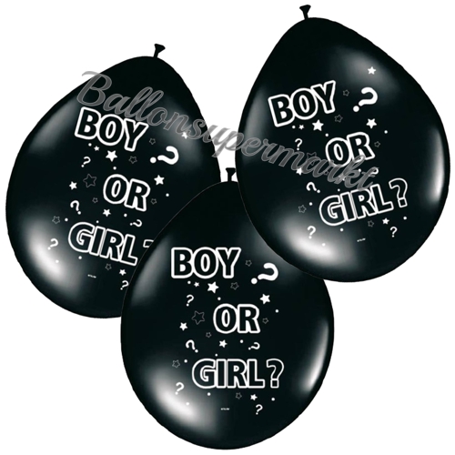Luftballons-Boy-or-Girl-bedruckte-Latexballons-schwarz-Dekoration-Gender-Reveal-Geschlecht-Baby