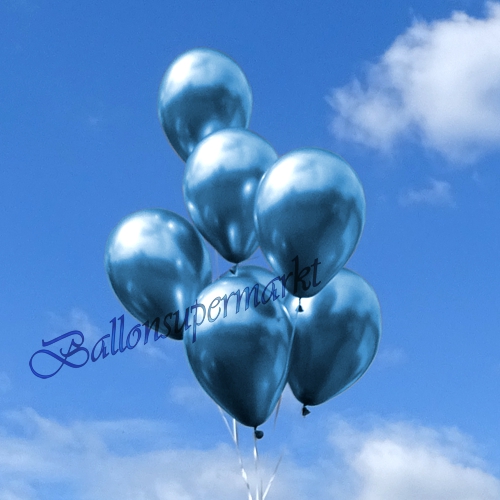 Luftballons-Chrome-blau-Ballondekoration-Chromglanz-Arrangement-Dekobeispiel-Himmel