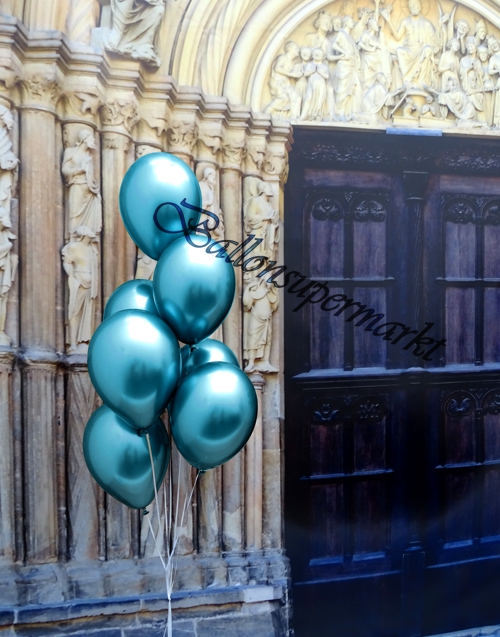 Luftballons-Chrome-blau-Ballondekoration-Chromglanz-Arrangement-Dekobeispiel