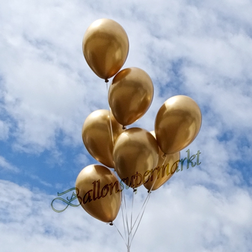 Luftballons-Chrome-gold-Ballondekoration-Chromglanz-Arrangement-Dekobeispiel-Himmel