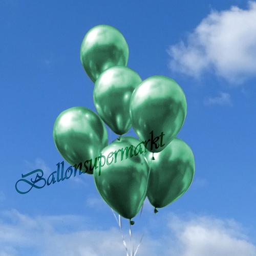 Luftballons-Chrome-gruen-Ballondekoration-Chromglanz-Arrangement-Dekobeispiel-Himmel