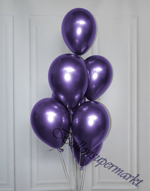 Luftballons-Chrome-lila-Ballondekoration-Chromglanz-Arrangement