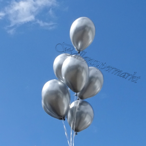 Luftballons-Chrome-silber-Ballondekoration-Chromglanz-Arrangement-Dekobeispiel-Himmel