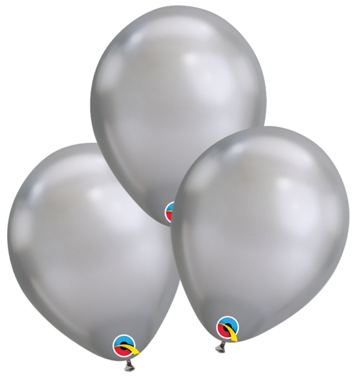 Luftballons-Chrome-silber-Premium-Qualatex-Ballondekoration-Chromglanz-3er-Arrangement