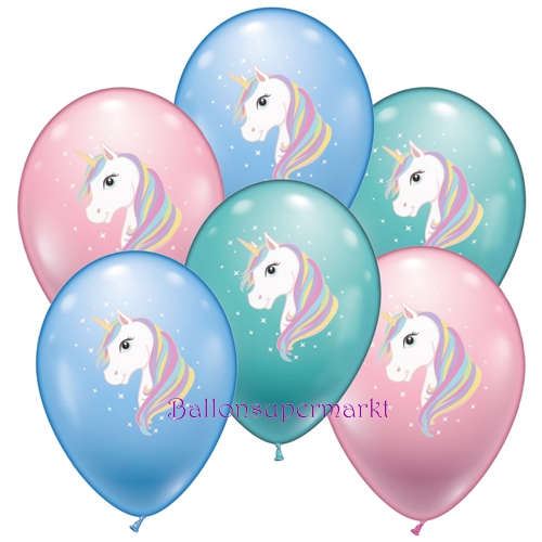 Luftballons-Einhorn-6-Stueck-Latexballons-Unicorn-Partydekoration-Kindergeburtstag