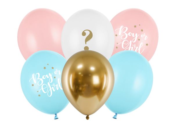 Luftballons-Boy-or-Girl-bedruckte-Latexballons-schwarz-Dekoration-Gender-Reveal-Geschlecht-Baby