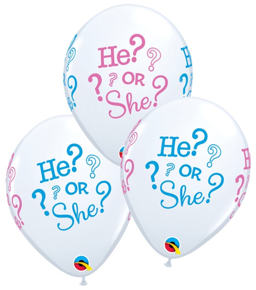 Luftballons-He-or-She-3-Stueck-bedruckte-Latexballons-Qualatex-Dekoration-Gender-Reveal-Geschlecht-Baby