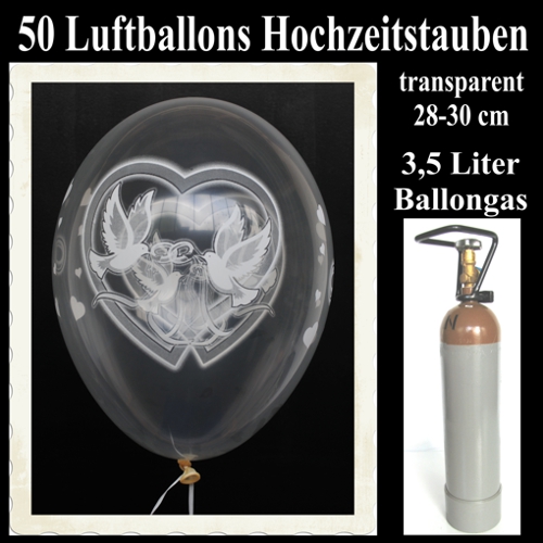 Luftballons-Helium-Set-Hochzeit-transparente-Latexballons-mit-Hochzeitstauben, 50 Stück