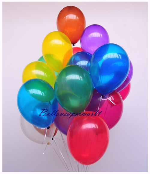 Kristall-Luftballons, 30 cm, Ballontraube mit Ballongas