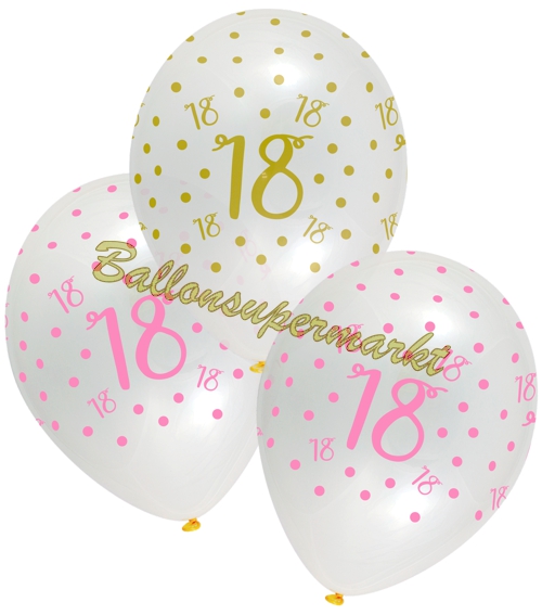 Luftballons-Pink-Chic-18-Latexballons-zum-18.-Geburtstag-Dekoration-Partydeko-6-Stueck-30-cm