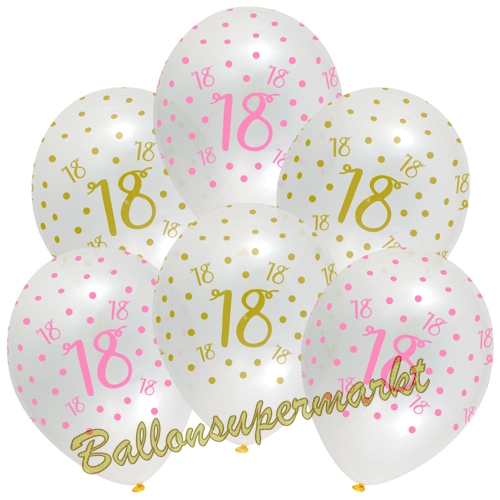 Luftballons-Pink-Chic-18-Latexballons-zum-18.-Geburtstag-Dekoration-Partydeko-6-Stueck
