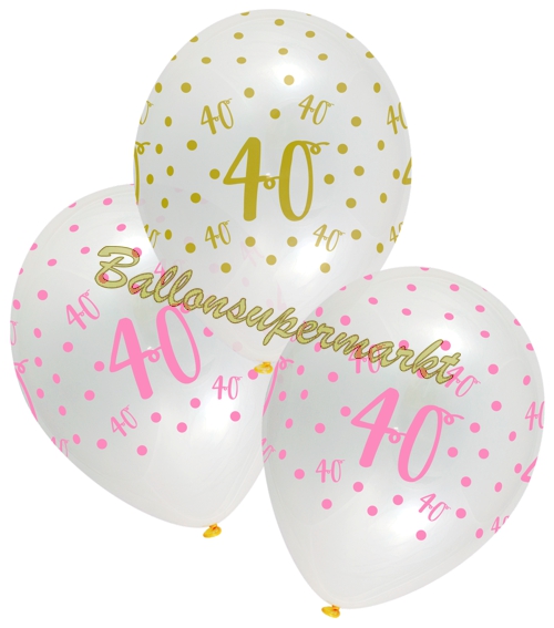 Luftballons-Pink-Chic-40-Latexballons-zum-40.-Geburtstag-Dekoration-Partydeko-6-Stueck-30-cm