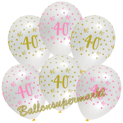 Luftballons-Pink-Chic-40-Latexballons-zum-40.-Geburtstag-Dekoration-Partydeko-6-Stueck