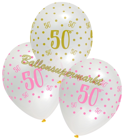 Luftballons-Pink-Chic-50-Latexballons-zum-50.-Geburtstag-Dekoration-Partydeko-6-Stueck-30-cm