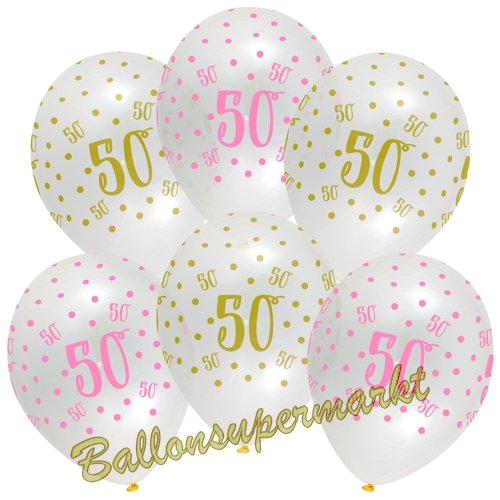 Luftballons-Pink-Chic-50-Latexballons-zum-50.-Geburtstag-Dekoration-Partydeko-6-Stueck