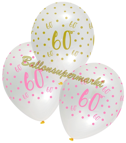 Luftballons-Pink-Chic-60-Latexballons-zum-60.-Geburtstag-Dekoration-Partydeko-6-Stueck-30-cm