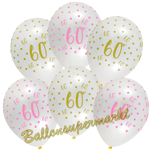 Luftballons-Pink-Chic-60-Latexballons-zum-60.-Geburtstag-Dekoration-Partydeko-6-Stueck