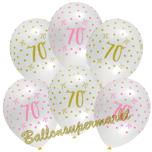 Luftballons-Pink-Chic-70-Latexballons-zum-70.-Geburtstag-Dekoration-Partydeko-6-Stueck