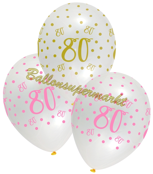 Luftballons-Pink-Chic-80-Latexballons-zum-80.-Geburtstag-Dekoration-Partydeko-6-Stueck-30-cm